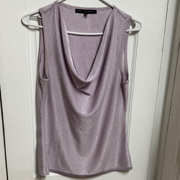 White House Black Market Tops - White House Black Market Sparkling Lilac Drape Neck Blouse